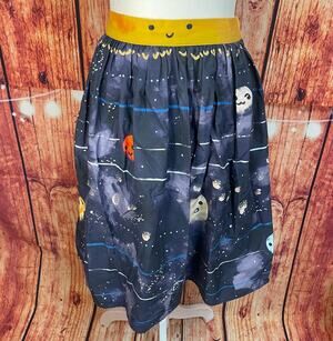 ModCloth Space Planet Solar System Skirt size XS Extra Small 100% Cotton Pockets
